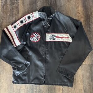 Vintage 80s Snap On Embroidered Satin Jacket Size Med‎ Flank Drive Dragster NEW